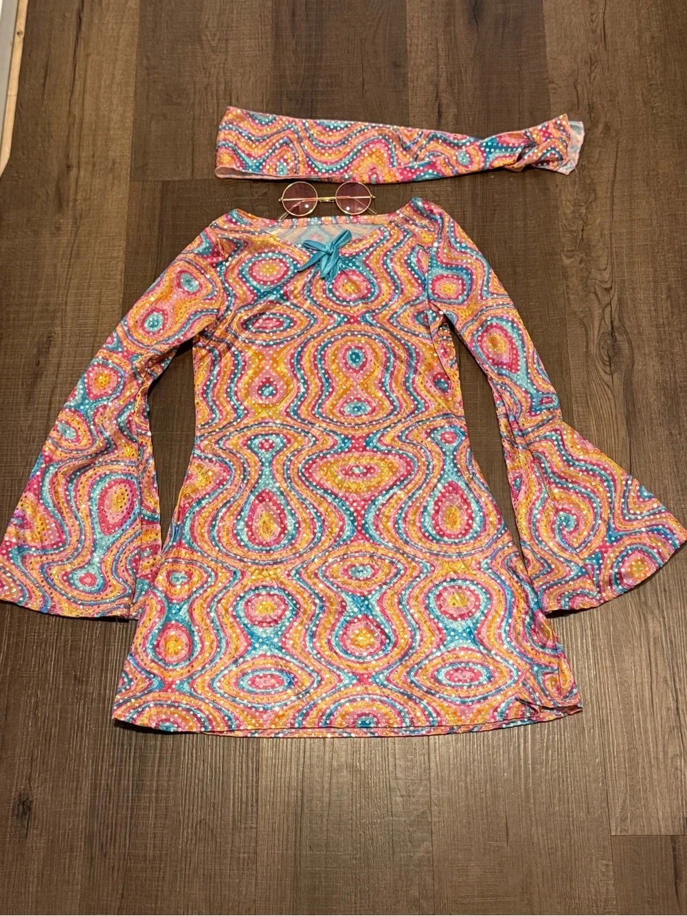 Disco Diva Kids Halloween Costume in Pink and Purple Swirl